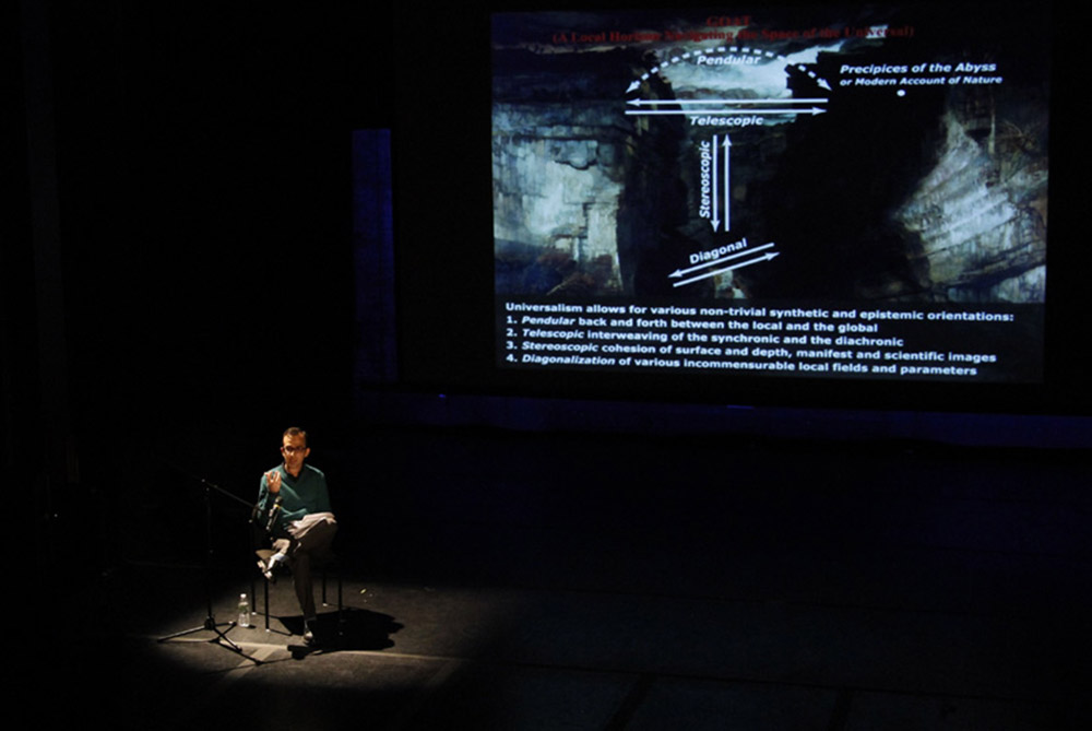 Reza Negarestani during the event 'The Non-Trivial Goat and the Cliffs of the Universal' at Abrons Playhouse, November 15 2012