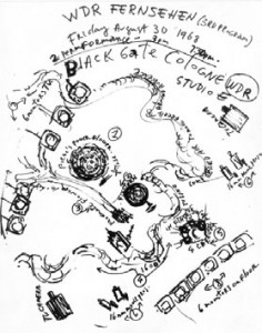 Aldo Tambellini, notebook drawing for the layout of Black Gate Cologne (1968)